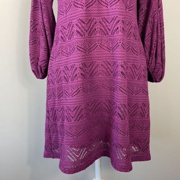 Anthropologie Maeve Leila Purple Crochet Mini Dress. Size XS. - Picture 4 of 11